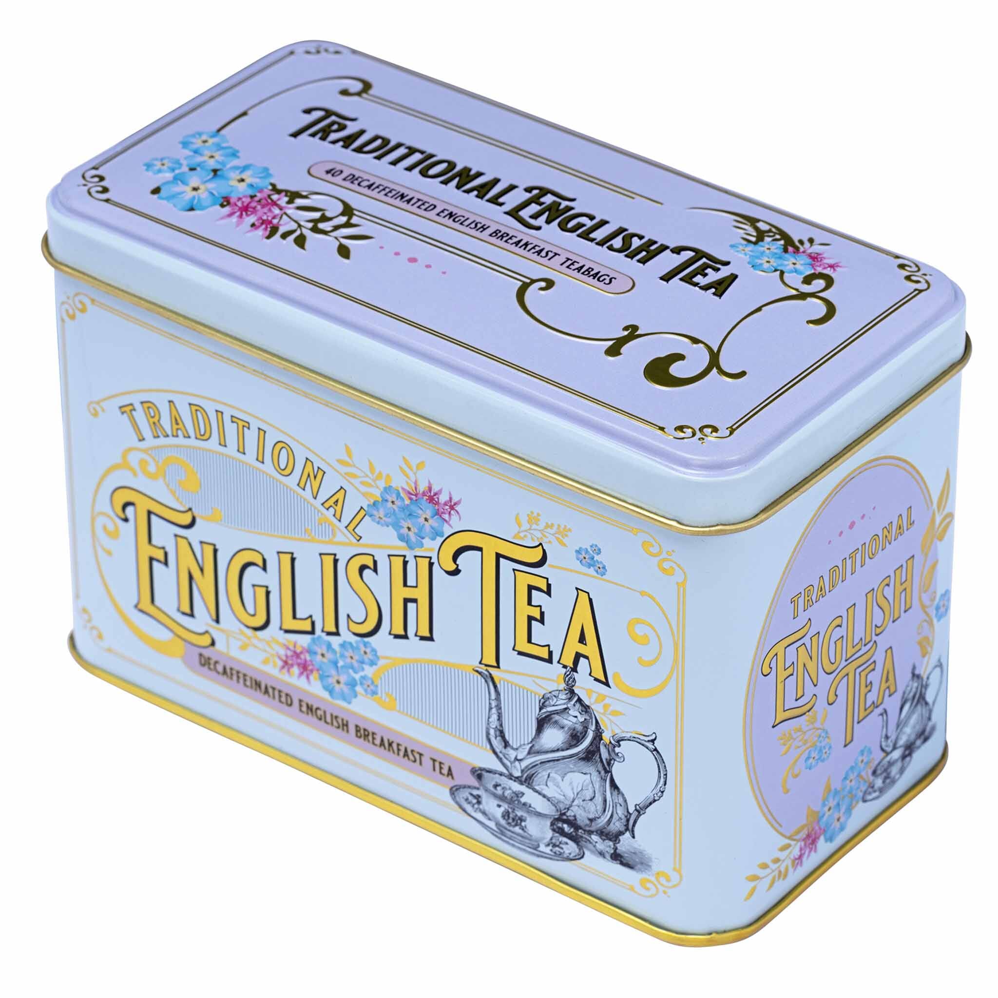 Vintage Victorian Powder-Blue Tea Caddy With 40 Decaffeinated English Breakfast Teabags Tea Tins New English Teas 