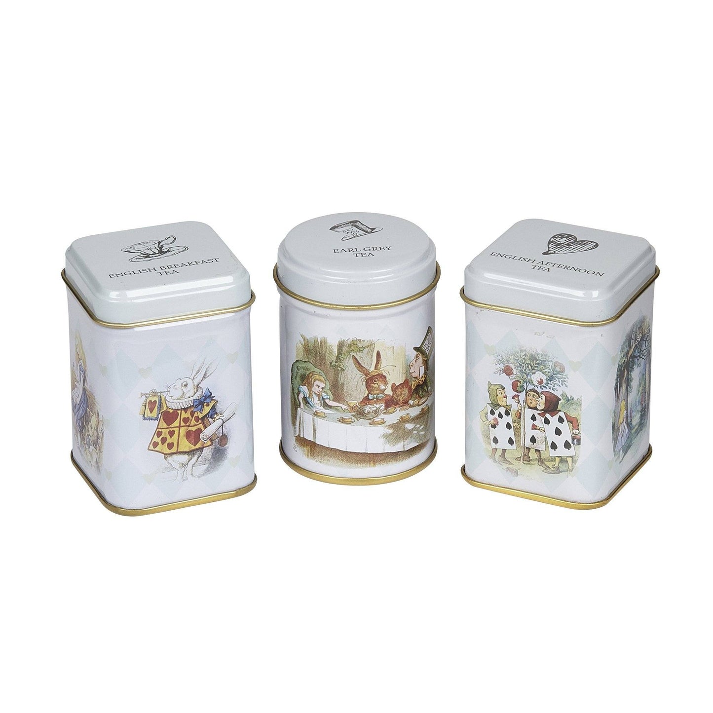 New English Teas Alice in Wonderland Triple Tea Selection Mini Tins Black Tea New English Teas 