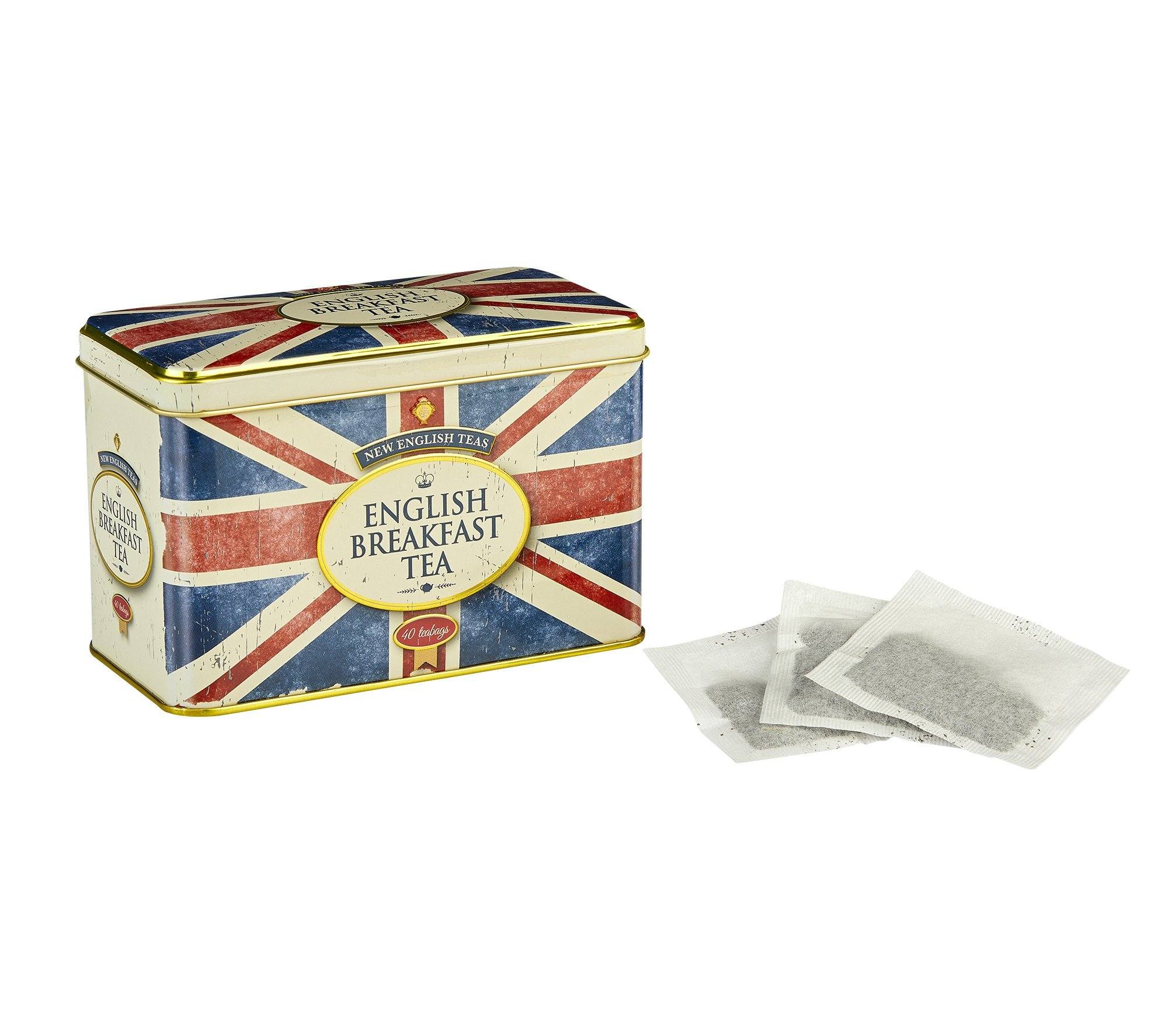 Retro Union Jack English Breakfast Tea Tin 40 Teabags Black Tea New English Teas 