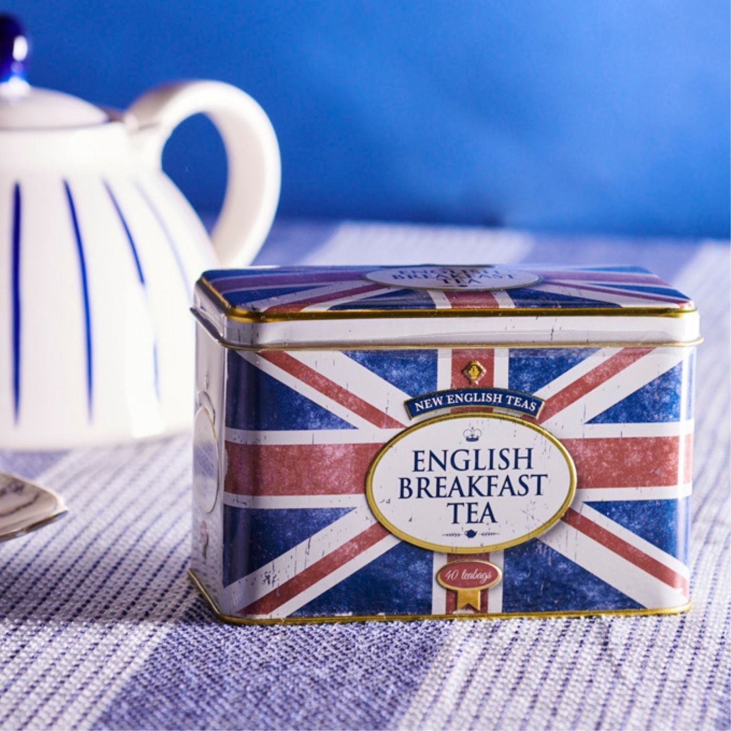 Union Jack Tea Tin with 40 English Breakfast teabags Black Tea New English Teas 