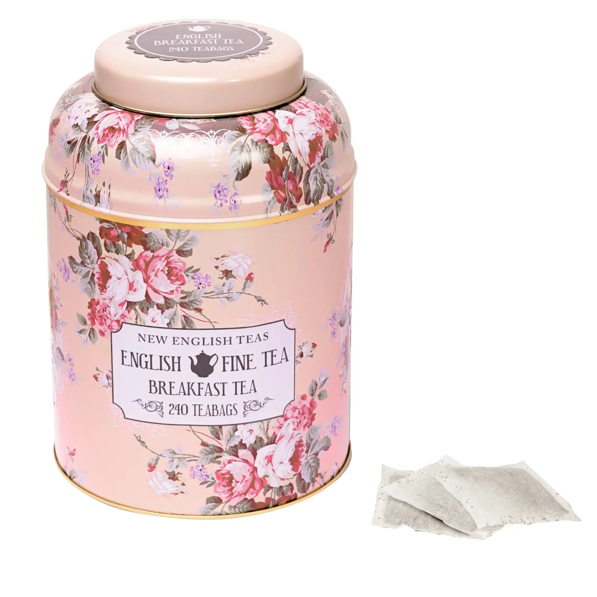 XL Vintage Tea Caddy in Floral Blush Tea Tins New English Teas 