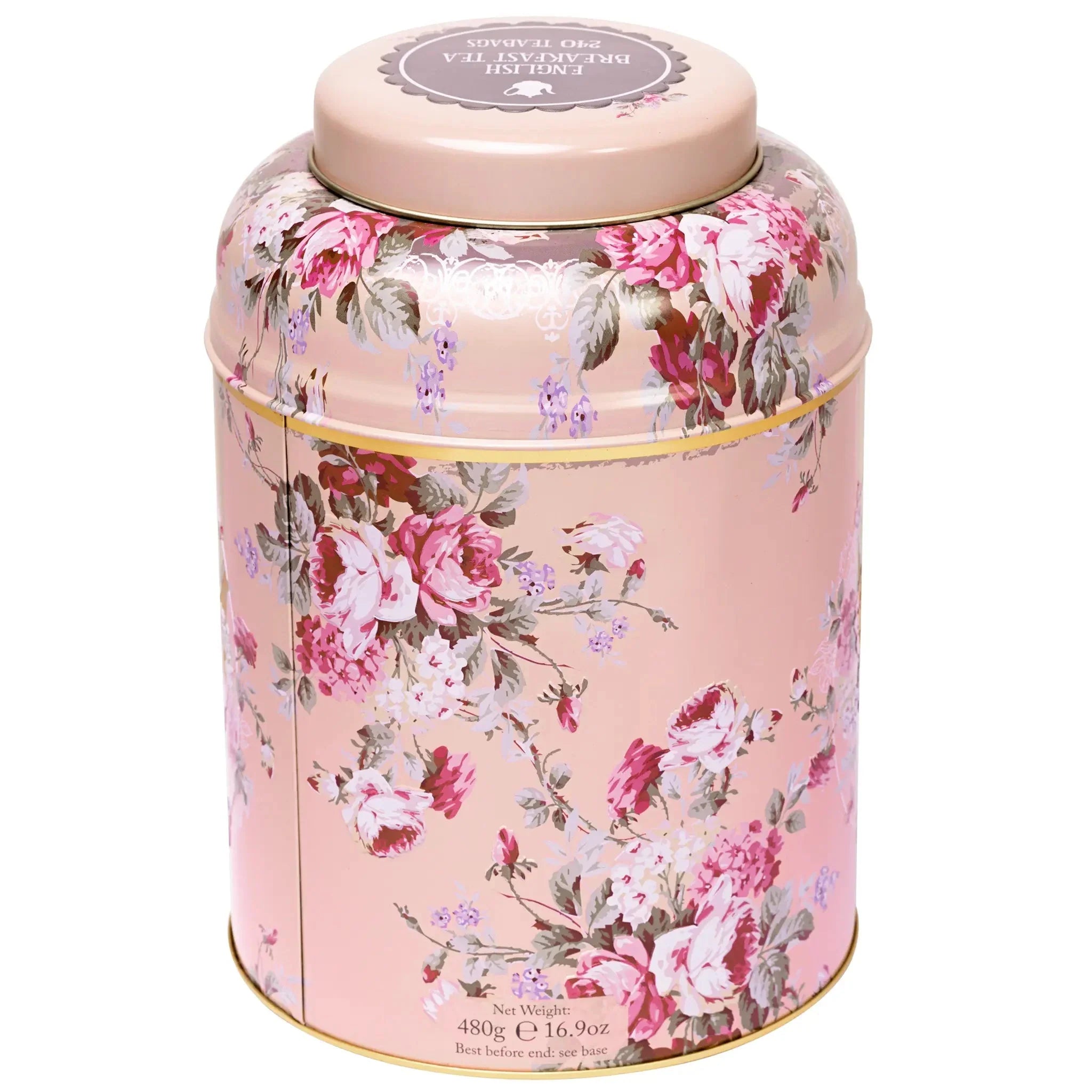 XL Vintage Tea Caddy in Floral Blush Tea Tins New English Teas 